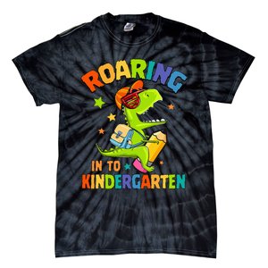 Roaring Into Kindergarten Dinosaur Back To School Tie-Dye T-Shirt