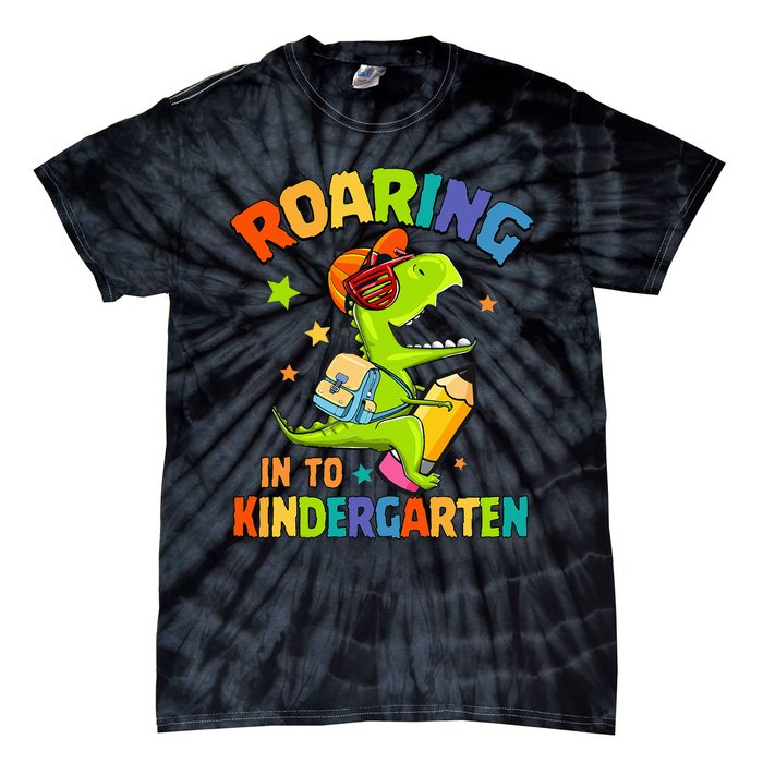 Roaring Into Kindergarten Dinosaur Back To School Tie-Dye T-Shirt