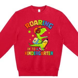 Roaring Into Kindergarten Dinosaur Back To School Premium Crewneck Sweatshirt