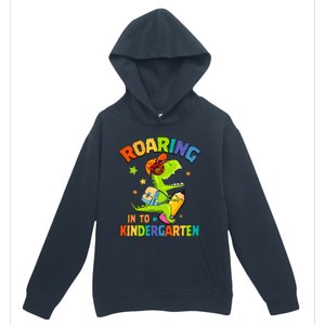 Roaring Into Kindergarten Dinosaur Back To School Urban Pullover Hoodie