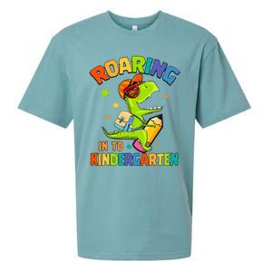 Roaring Into Kindergarten Dinosaur Back To School Sueded Cloud Jersey T-Shirt