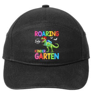 Roaring Into Kindergarten Dinosaur Student Back To School 7-Panel Snapback Hat