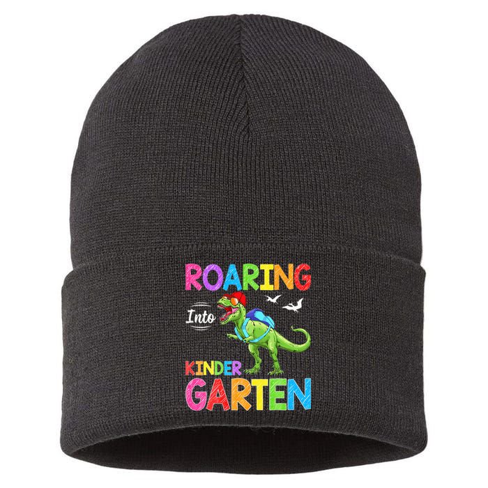 Roaring Into Kindergarten Dinosaur Student Back To School Sustainable Knit Beanie