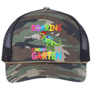 Roaring Into Kindergarten Dinosaur Student Back To School Retro Rope Trucker Hat Cap