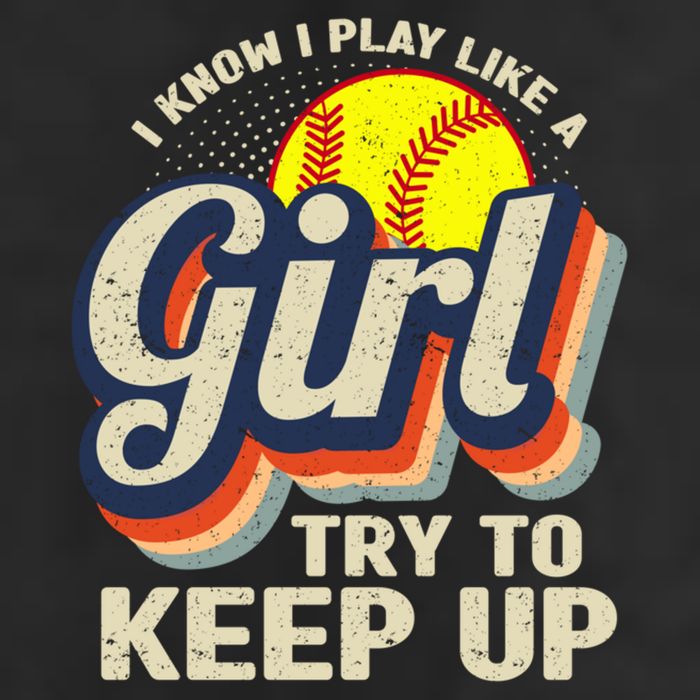 Retro I Know I Play Like A Girl Try To Keep Up Softball Microfiber Hand Towel
