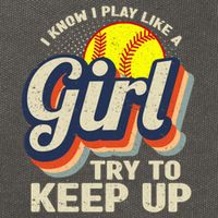 Retro I Know I Play Like A Girl Try To Keep Up Softball Cotton Canvas Backpack