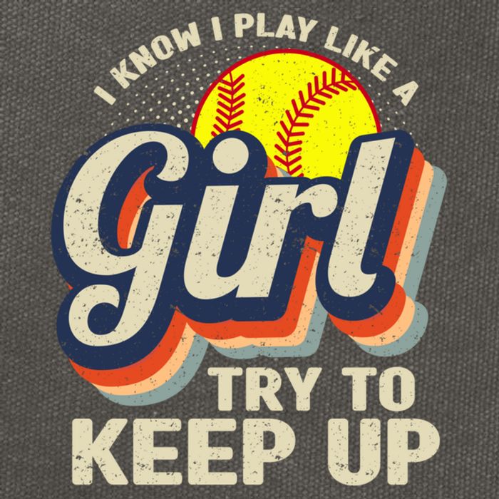 Retro I Know I Play Like A Girl Try To Keep Up Softball Cotton Canvas Backpack
