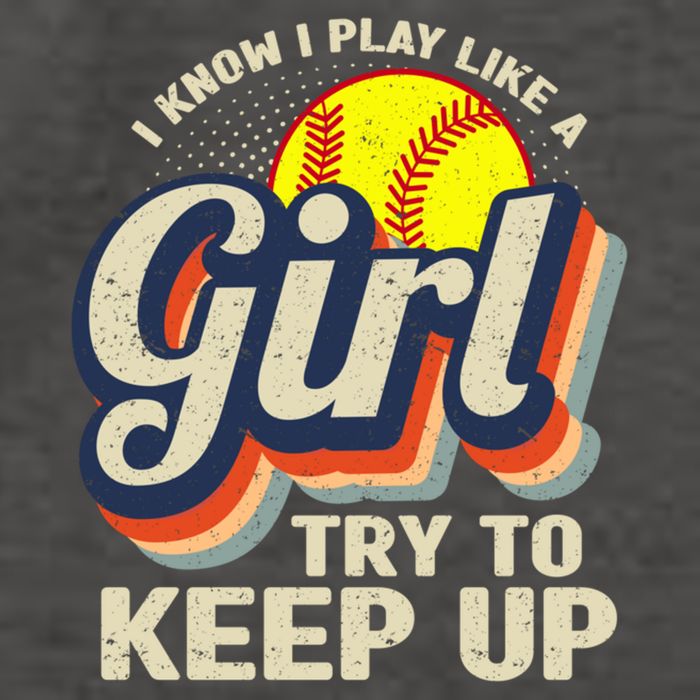 Retro I Know I Play Like A Girl Try To Keep Up Softball Vector Backpack