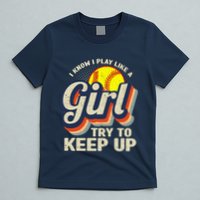 Retro I Know I Play Like A Girl Try To Keep Up Softball T-Shirt