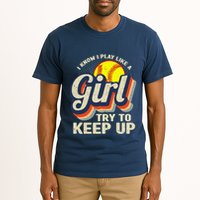 Retro I Know I Play Like A Girl Try To Keep Up Softball Tall T-Shirt