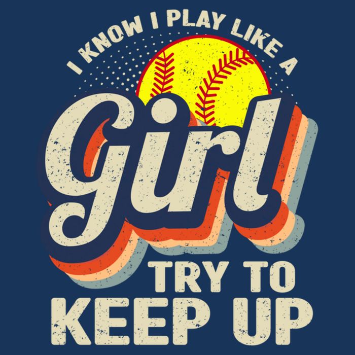 Retro I Know I Play Like A Girl Try To Keep Up Softball 16 in Basic Backpack
