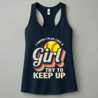 Retro I Know I Play Like A Girl Try To Keep Up Softball Womens Tank Top