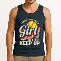 Retro I Know I Play Like A Girl Try To Keep Up Softball Tank Top