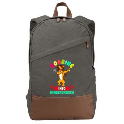 Roaring Into Kindergarten First Day Of School Kindergarten Great Gift Cotton Canvas Backpack