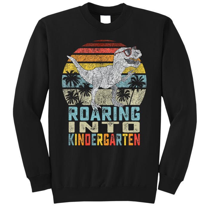 Roaring Into Kindergarten Dinosaur 1st Day Back To School Sweatshirt