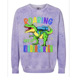 Roaring Into Kindergarten Dinosaur T Rex Back to School Colorblast Crewneck Sweatshirt