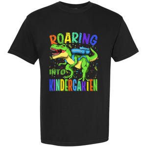 Roaring Into Kindergarten Dinosaur T Rex Back to School Garment-Dyed Heavyweight T-Shirt