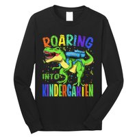 Roaring Into Kindergarten Dinosaur T Rex Back to School Long Sleeve Shirt