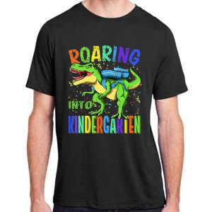 Roaring Into Kindergarten Dinosaur T Rex Back to School Adult ChromaSoft Performance T-Shirt