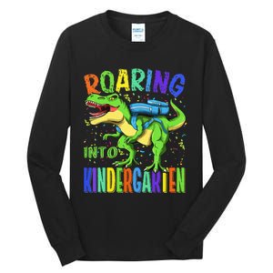 Roaring Into Kindergarten Dinosaur T Rex Back to School Tall Long Sleeve T-Shirt