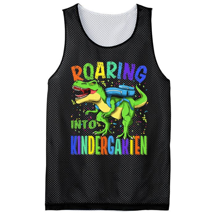 Roaring Into Kindergarten Dinosaur T Rex Back to School Mesh Reversible Basketball Jersey Tank