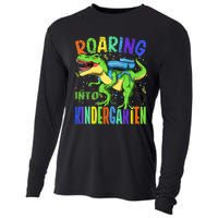 Roaring Into Kindergarten Dinosaur T Rex Back to School Cooling Performance Long Sleeve Crew