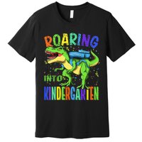 Roaring Into Kindergarten Dinosaur T Rex Back to School Premium T-Shirt