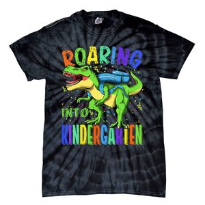 Roaring Into Kindergarten Dinosaur T Rex Back to School Tie-Dye T-Shirt