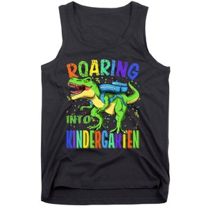 Roaring Into Kindergarten Dinosaur T Rex Back to School Tank Top