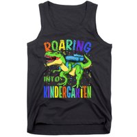 Roaring Into Kindergarten Dinosaur T Rex Back to School Tank Top