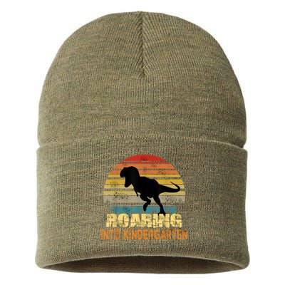 Roaring Into Kindergarten Dinosaur 1st Day Back To School Sustainable Knit Beanie