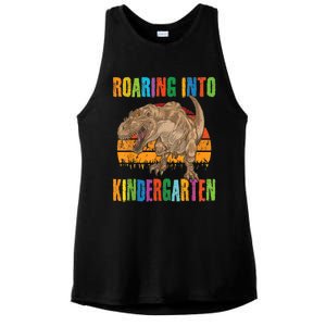 Roaring Into Kindergarten Dinosaur Back To School Boy Girl Ladies PosiCharge Tri-Blend Wicking Tank