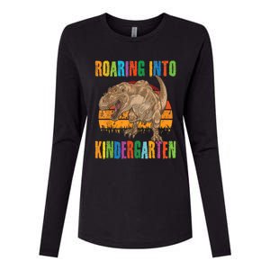 Roaring Into Kindergarten Dinosaur Back To School Boy Girl Womens Cotton Relaxed Long Sleeve T-Shirt