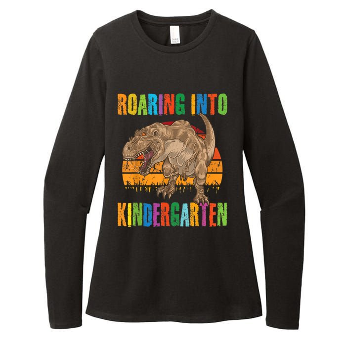 Roaring Into Kindergarten Dinosaur Back To School Boy Girl Womens CVC Long Sleeve Shirt