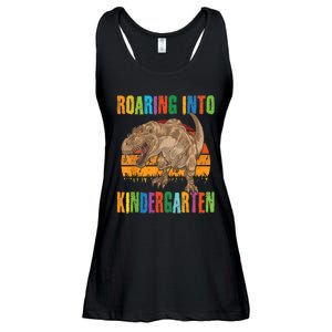 Roaring Into Kindergarten Dinosaur Back To School Boy Girl Ladies Essential Flowy Tank