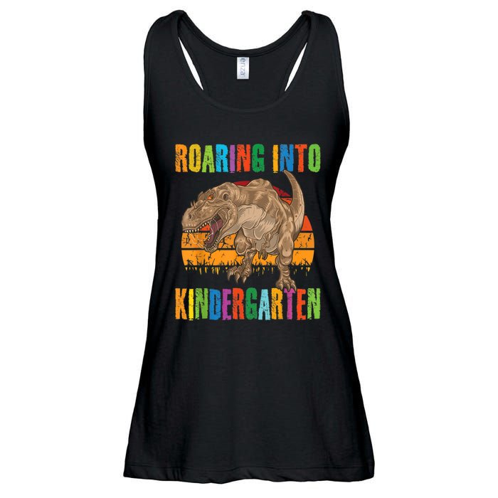 Roaring Into Kindergarten Dinosaur Back To School Boy Girl Ladies Essential Flowy Tank