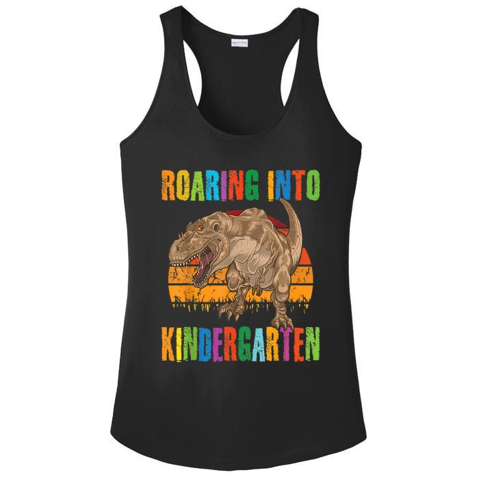 Roaring Into Kindergarten Dinosaur Back To School Boy Girl Ladies PosiCharge Competitor Racerback Tank