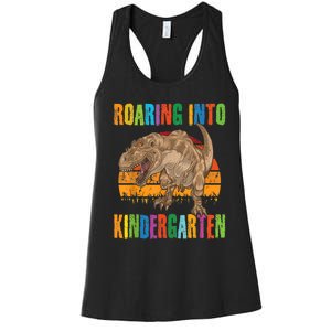 Roaring Into Kindergarten Dinosaur Back To School Boy Girl Women's Racerback Tank