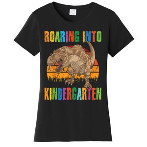 Roaring Into Kindergarten Dinosaur Back To School Boy Girl Women's T-Shirt