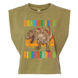 Roaring Into Kindergarten Dinosaur Back To School Boy Girl Garment-Dyed Women's Muscle Tee