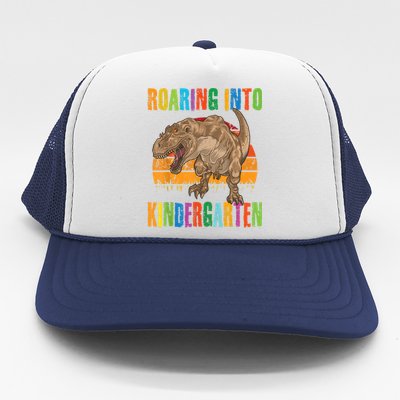 Roaring Into Kindergarten Dinosaur Back To School Boy Girl Trucker Hat