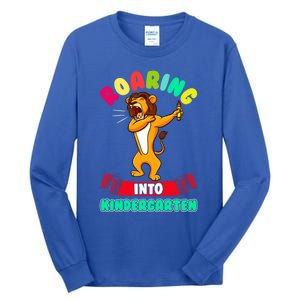 Roaring Into Kindergarten First Day Of School Kindergarten Cool Gift Tall Long Sleeve T-Shirt