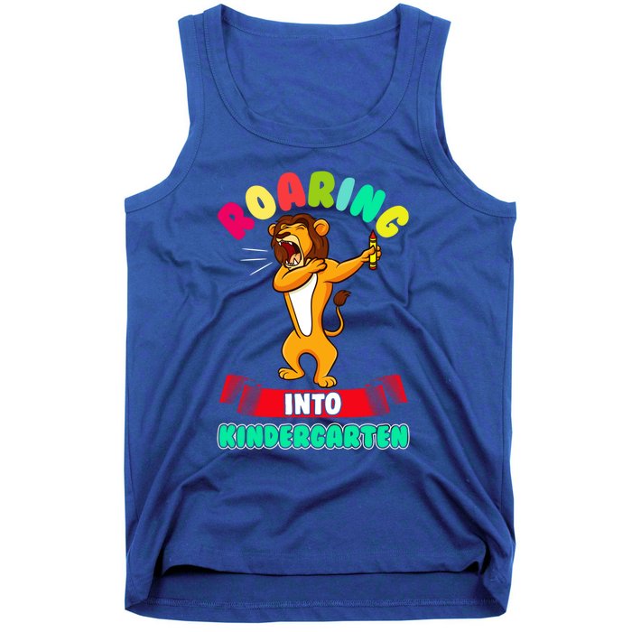 Roaring Into Kindergarten First Day Of School Kindergarten Cool Gift Tank Top