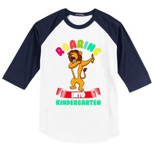 Roaring Into Kindergarten First Day Of School Kindergarten Cool Gift Baseball Sleeve Shirt