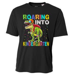 Roaring Into Kindergarten Dinosaur T Rex Back To School Boy Cooling Performance Crew T-Shirt