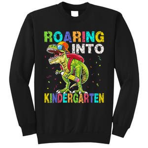 Roaring Into Kindergarten Dinosaur T Rex Back To School Boy Sweatshirt