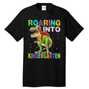 Roaring Into Kindergarten Dinosaur T Rex Back To School Boy Tall T-Shirt