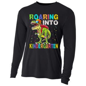 Roaring Into Kindergarten Dinosaur T Rex Back To School Boy Cooling Performance Long Sleeve Crew