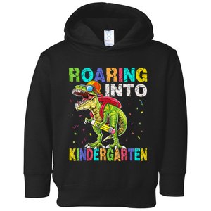 Roaring Into Kindergarten Dinosaur T Rex Back To School Boy Toddler Hoodie