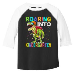 Roaring Into Kindergarten Dinosaur T Rex Back To School Boy Toddler Fine Jersey T-Shirt